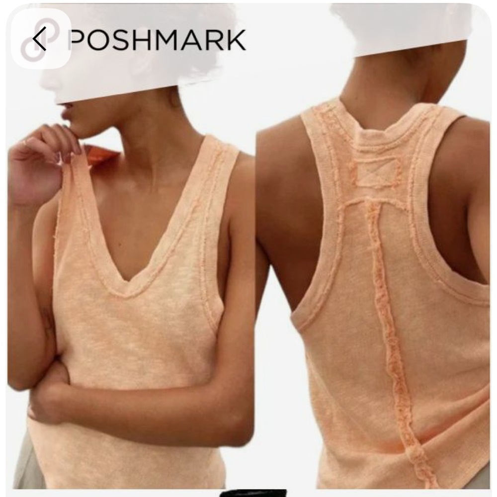 We The Free Orange Crop distressed Tank Top small